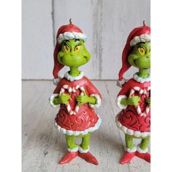 Jim shore Grinch heart shaped candy cane ornament Xmas set - Picture 2 of 7